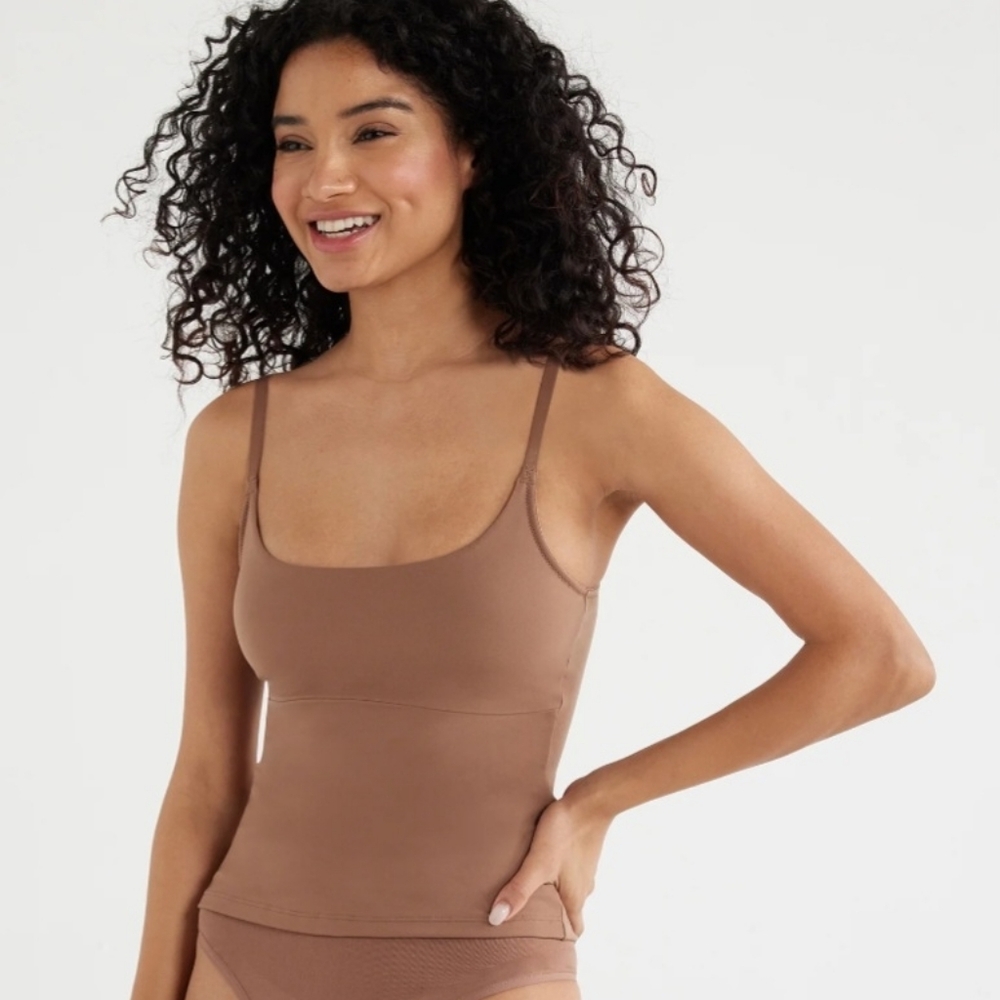 Scoop Neck Seamless Tank & Bikini Brief Set - Brown